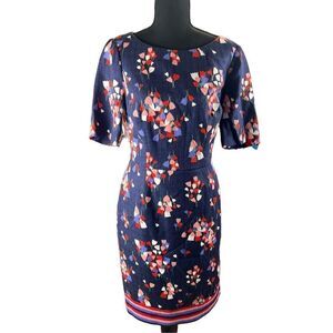 Boden Navy and Red Floral Midi Dress